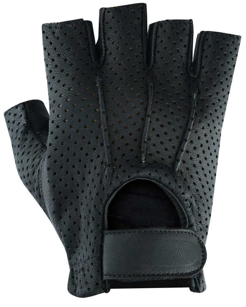 Daniel Smart Women's Tough Perforated Fingerless Glove with gel palm and perforations on white background, perfect as a summer riding glove.