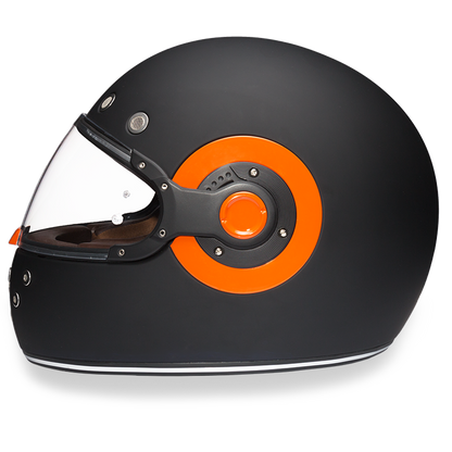 Daytona D.O.T Retro Dull Black Orange Accents Helmet - American Legend Rider
