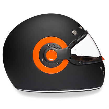 Daytona D.O.T Retro Dull Black Orange Accents Helmet - American Legend Rider