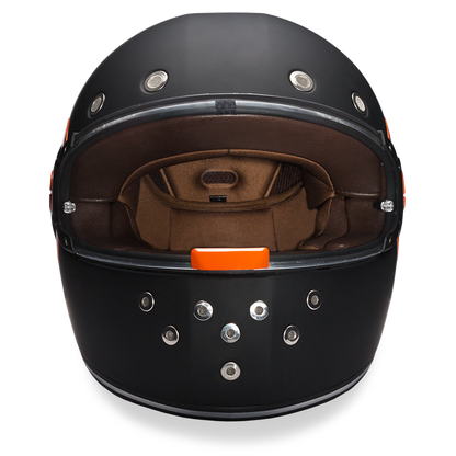 Daytona D.O.T Retro Dull Black Orange Accents Helmet - American Legend Rider