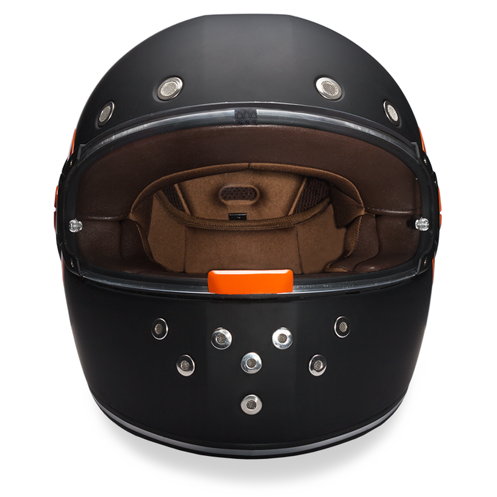 Daytona D.O.T Retro Dull Black Orange Accents Helmet - American Legend Rider