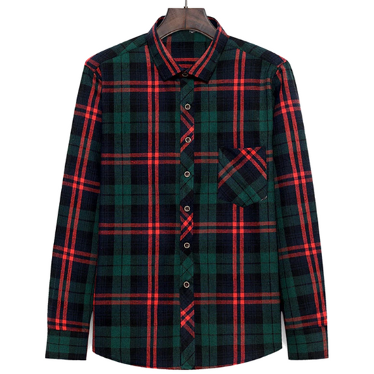 Men's Plaid Button Down Flannel Shirt, Red/Green are known for their quality and timeless style. This men's long sleeve plaid shirt, featured in a classic Red/Green pattern, is a perfect example. Made