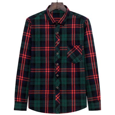 Men's Plaid Button Down Flannel Shirt, Red/Green