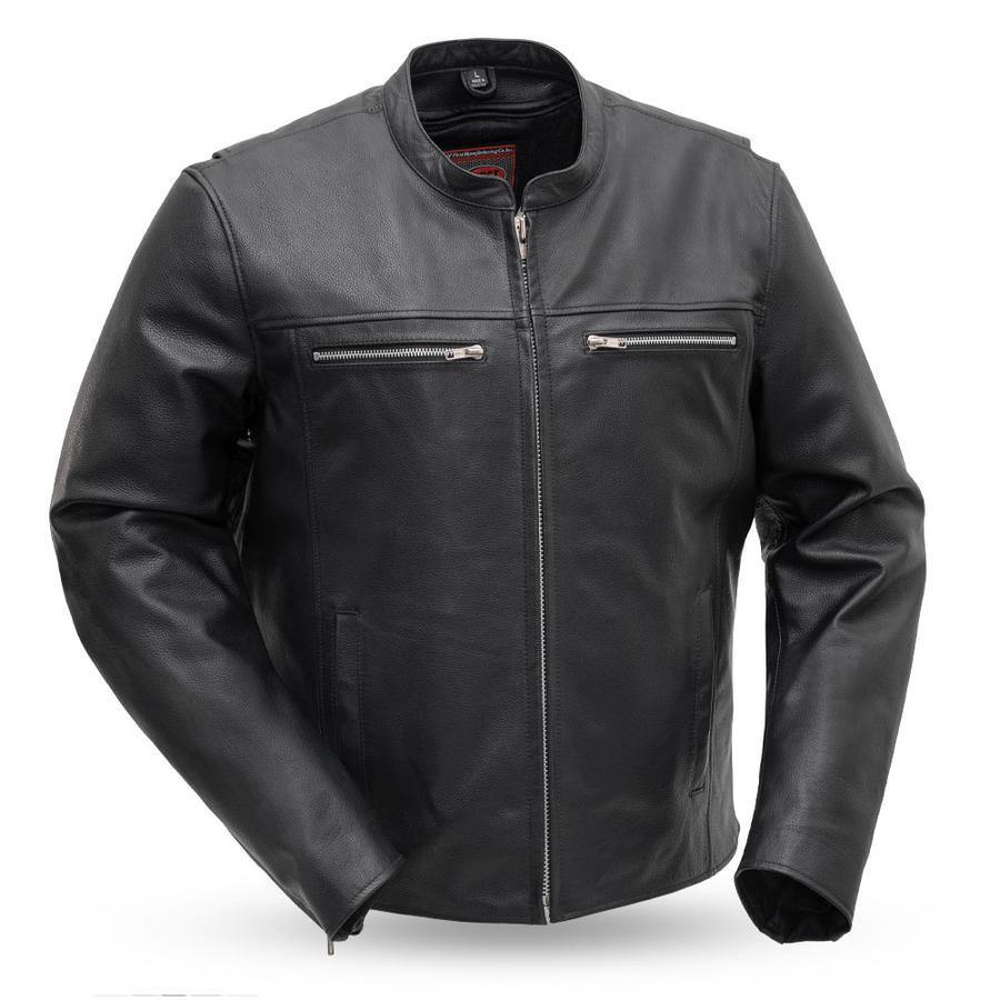 First Manufacturing Rocky Motorcycle Black Leather Jacket - American Legend Rider