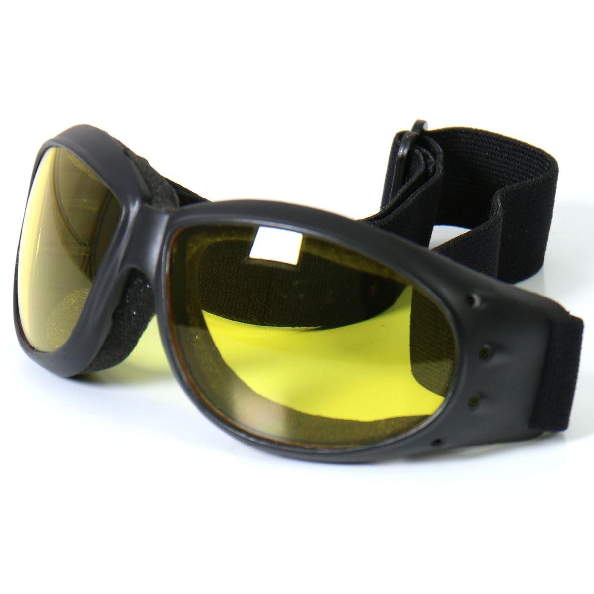 Hot Leathers Eliminator Style Motorcycle Riding Goggles With Yellow Lenses - American Legend Rider