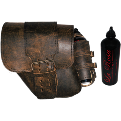 La Rosa Leather Saddle Bag with Fuel Bottle - American Legend Rider