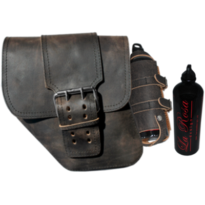 La Rosa Leather Saddle Bag with Fuel Bottle - American Legend Rider