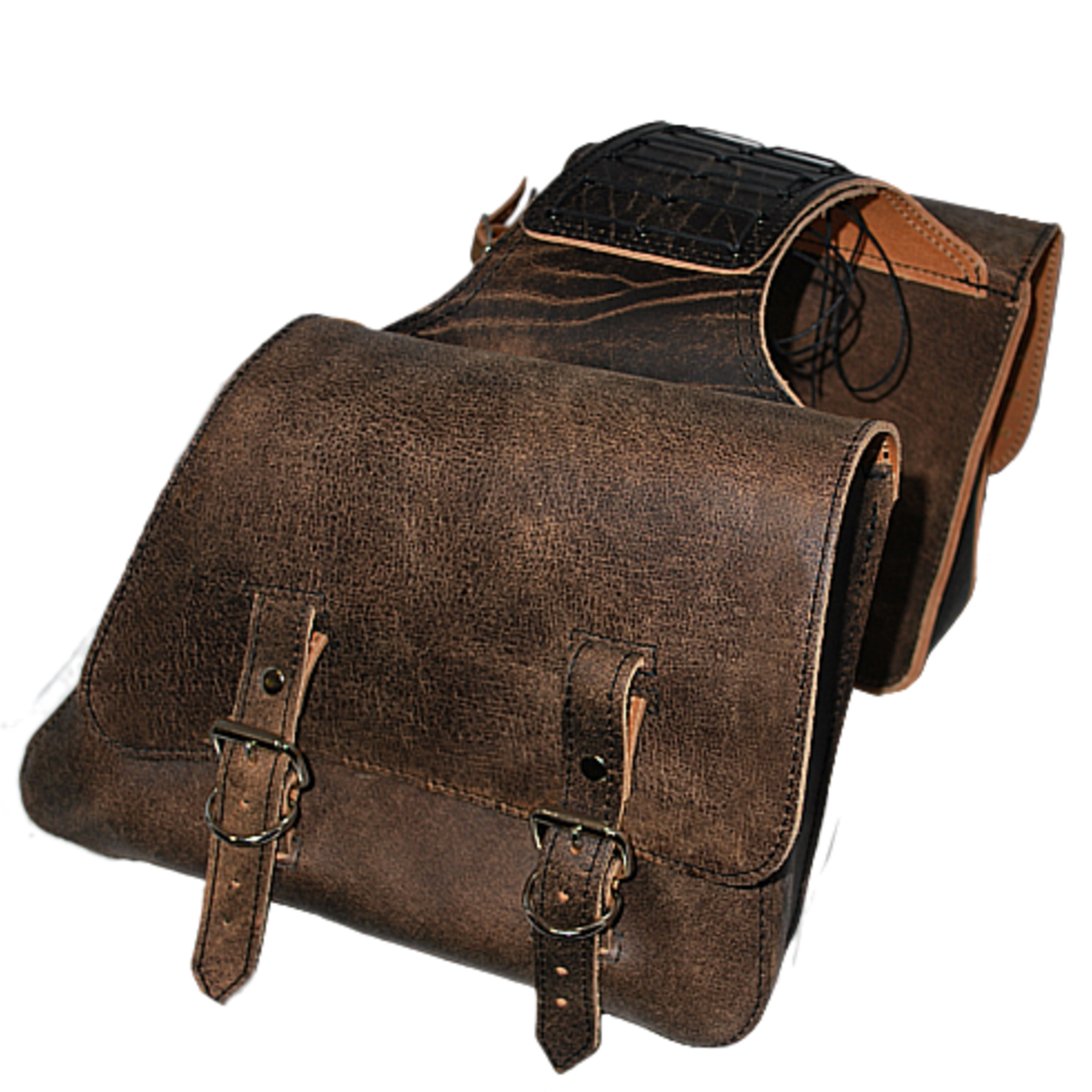 La Rosa Universal Throw Over Rustic Leather Saddle Bag