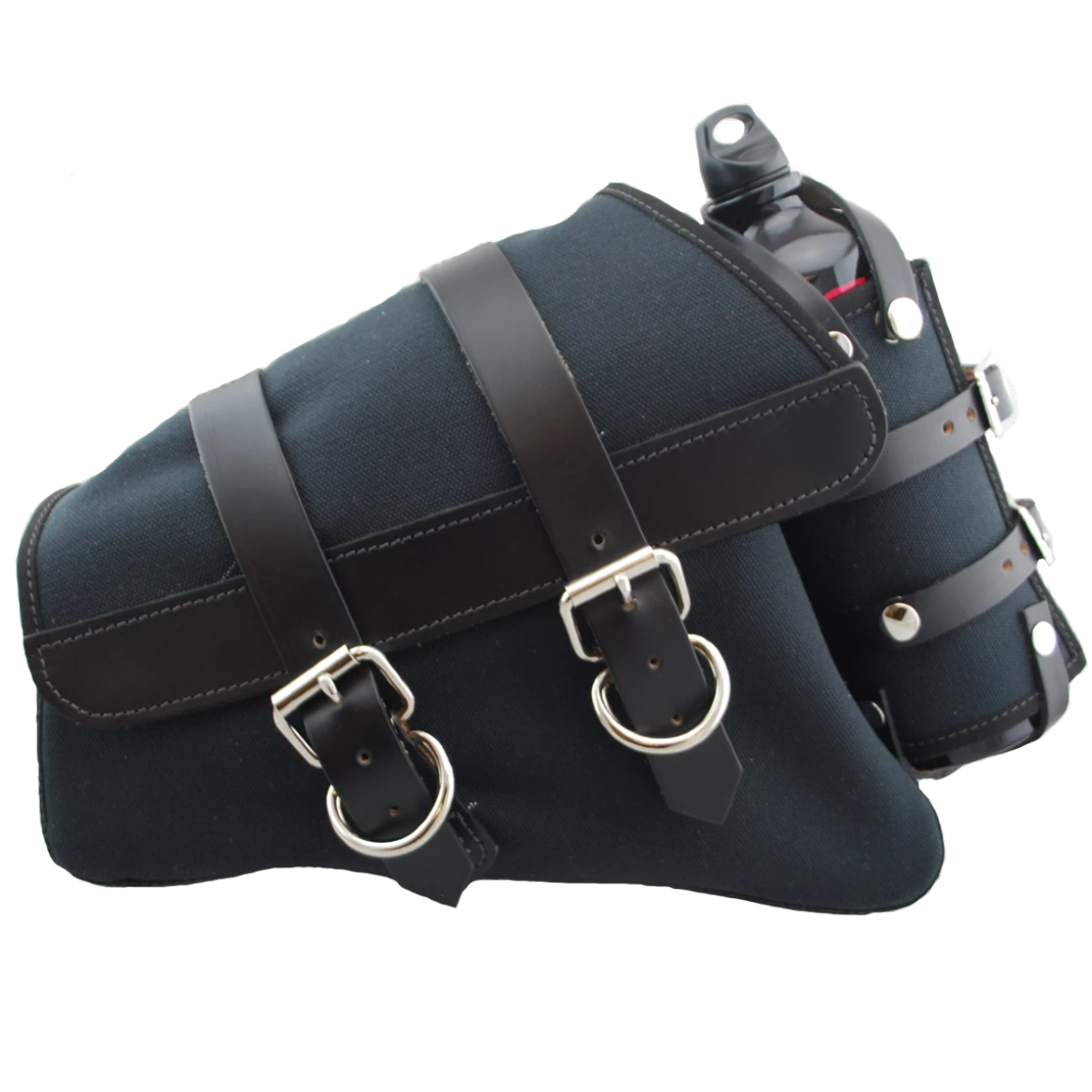 La Rosa Swing Arm with Fuel Bottle Canvas Saddle Bag - American Legend Rider