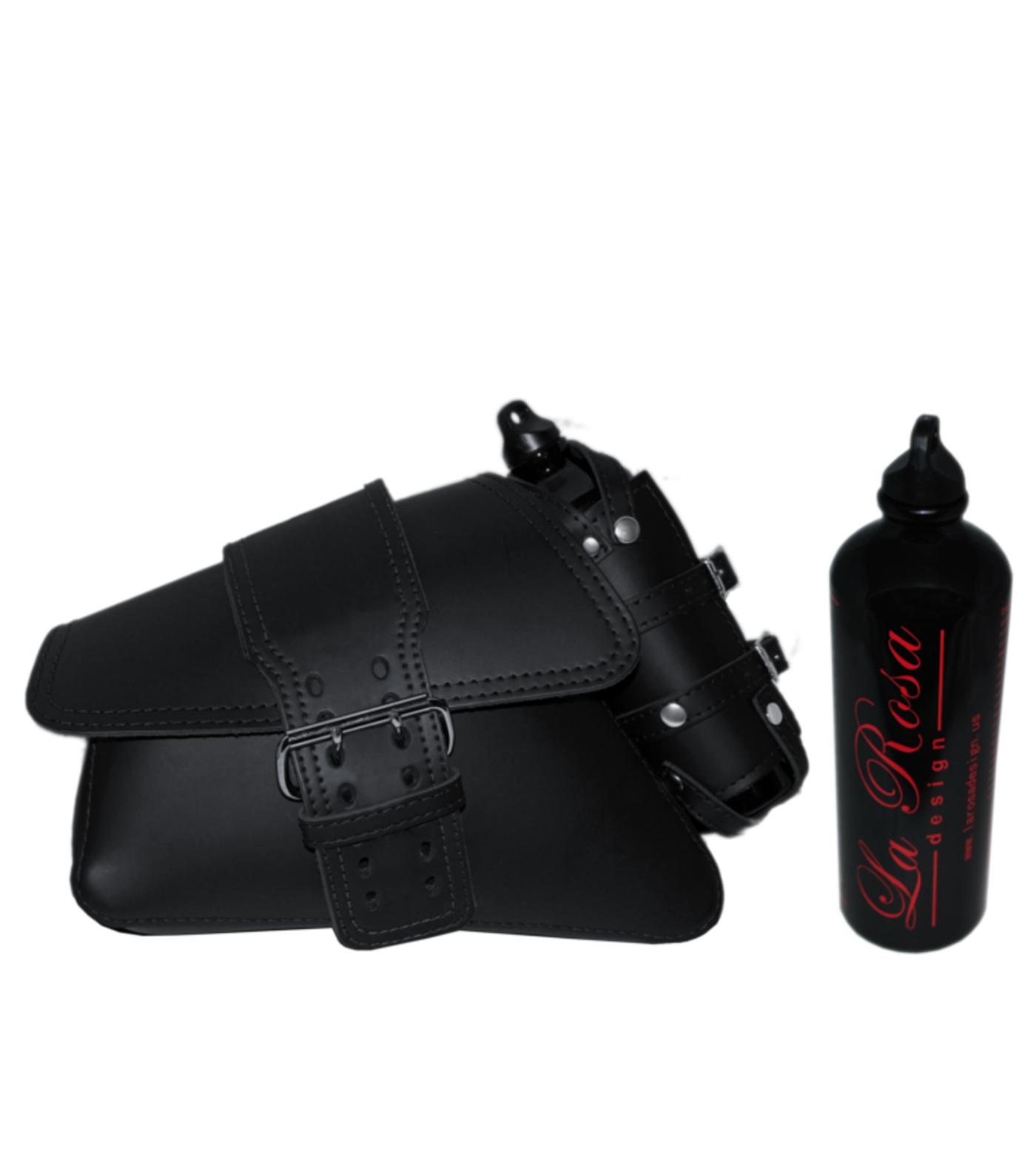 La Rosa Solo Swing Arm Saddle Bag with Spare Fuel Bottle - American Legend Rider