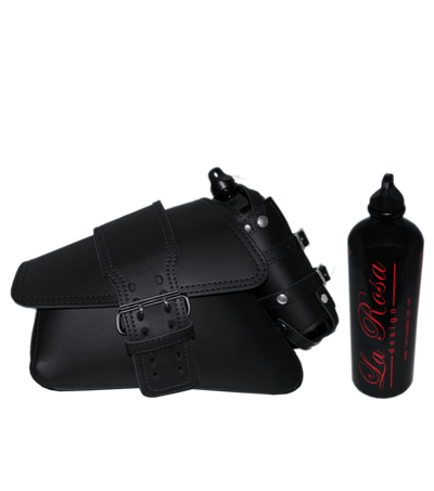 La Rosa Solo Swing Arm Saddle Bag with Spare Fuel Bottle - American Legend Rider