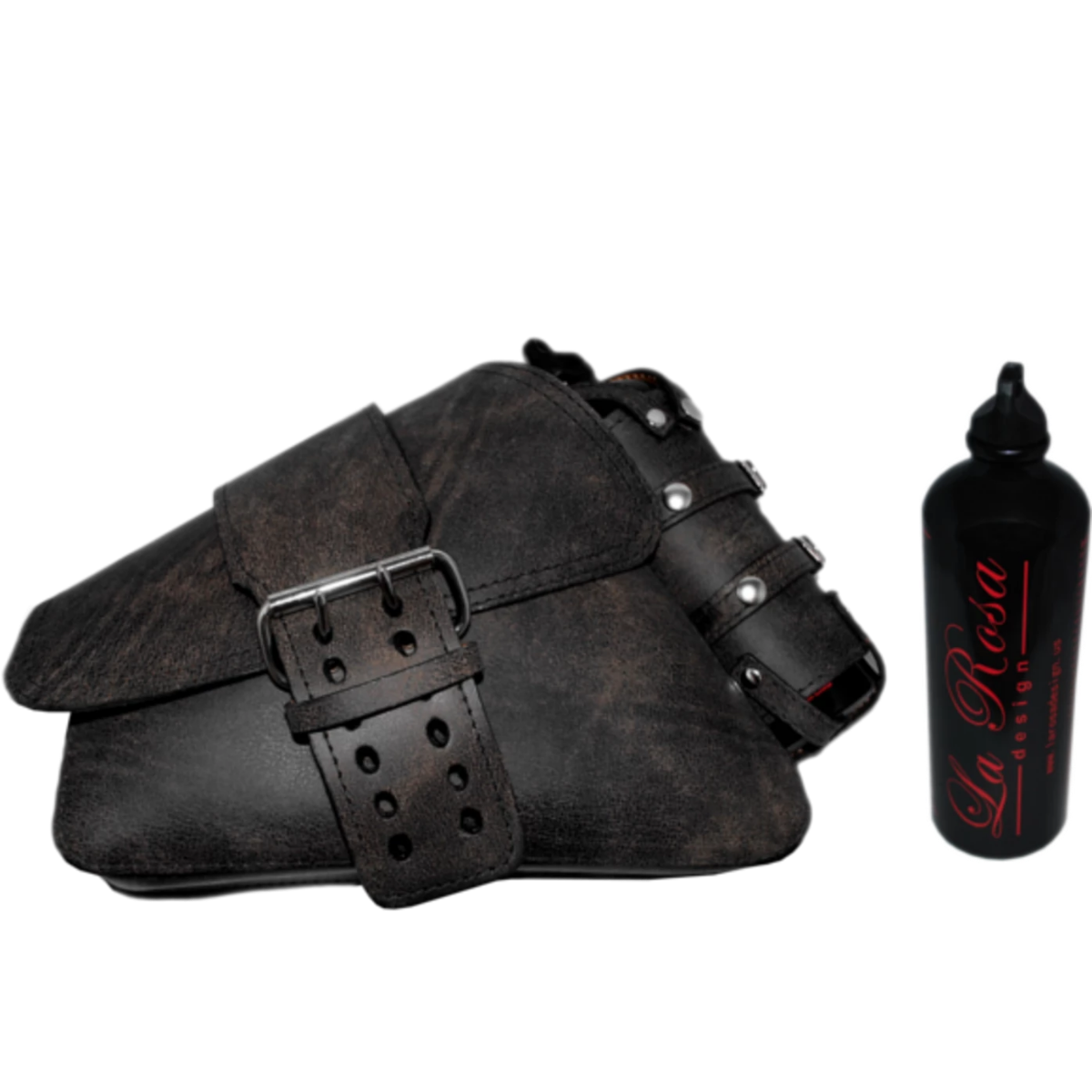 La Rosa Solo Swing Arm Saddle Bag with Spare Fuel Bottle - American Legend Rider