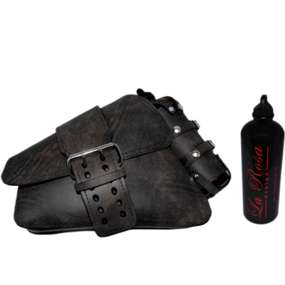 La Rosa Solo Swing Arm Saddle Bag with Spare Fuel Bottle - American Legend Rider