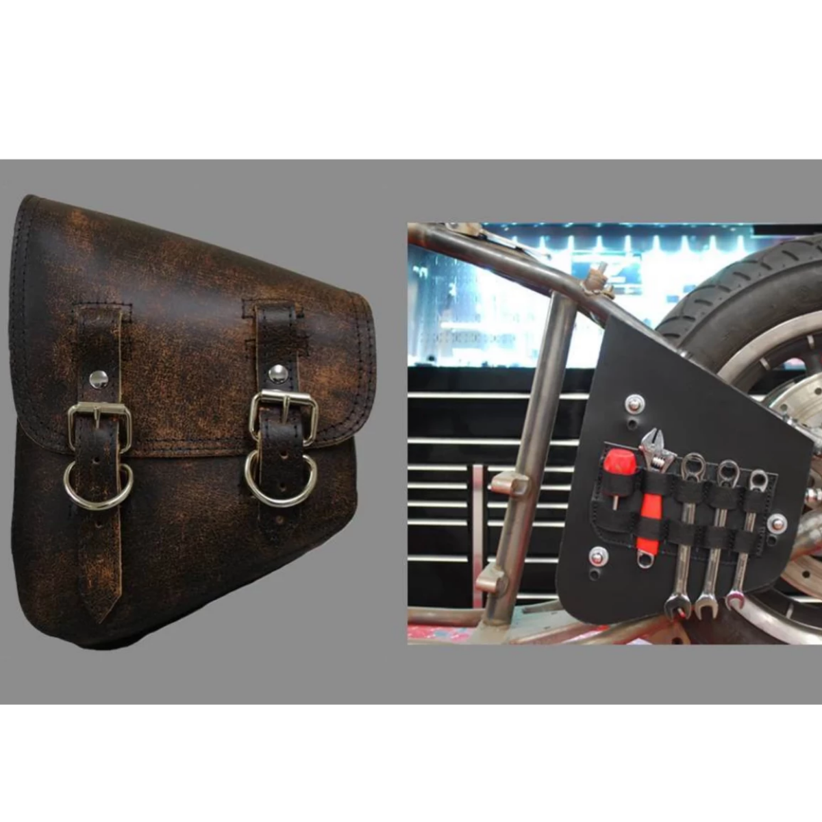 La Rosa All Softail Models Rustic Leather Bag with Inside Tool Pouches - American Legend Rider