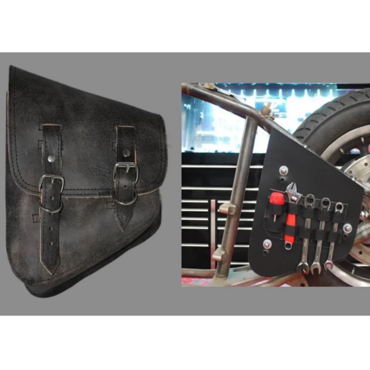 La Rosa All Softail Models Rustic Leather Bag with Inside Tool Pouches - American Legend Rider