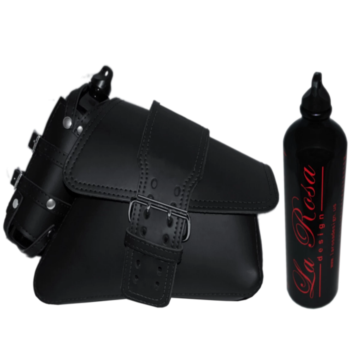 La Rosa Solo Swing Arm Saddle Bag with Spare Fuel Bottle - American Legend Rider