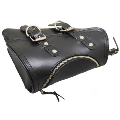 La Rosa 04-Up Harley-Davidson Left Side Solo Saddlebag Swing Arm Bag with Zipper, Leather, Black, Blue, Brown - American Legend Rider