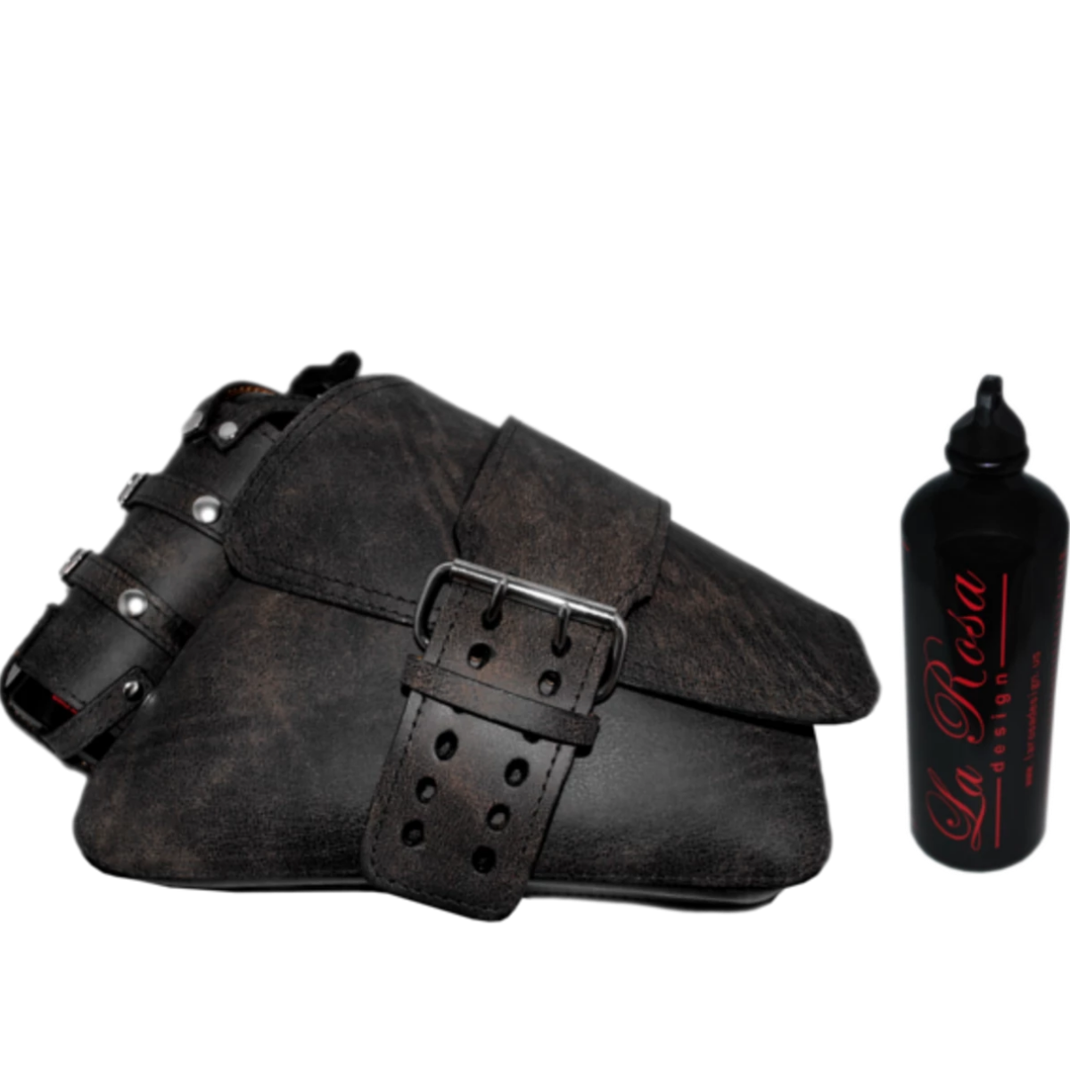 La Rosa Solo Swing Arm Saddle Bag with Spare Fuel Bottle - American Legend Rider