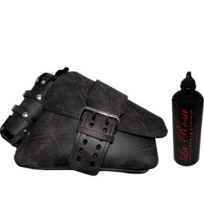 La Rosa Solo Swing Arm Saddle Bag with Spare Fuel Bottle - American Legend Rider