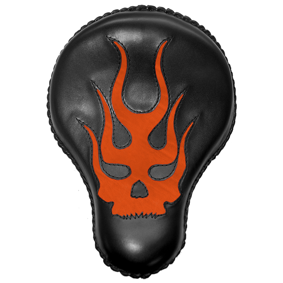 La Rosa 16" Flaming Skull Inlay Leather Solo Seat