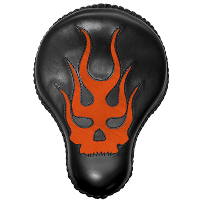 La Rosa 16" Flaming Skull Inlay Leather Solo Seat