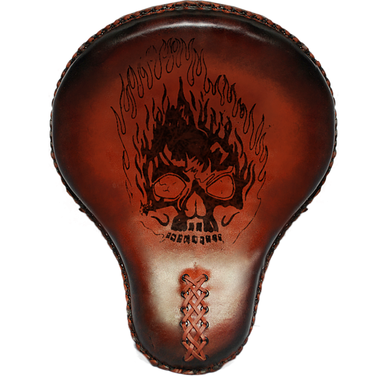 La Rosa 16" Harley Chopper Bobber Basick Solo Seat Flaming Skull