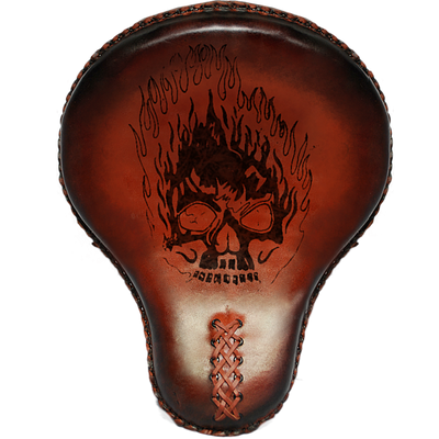 La Rosa 16" Harley Chopper Bobber Basick Solo Seat Flaming Skull