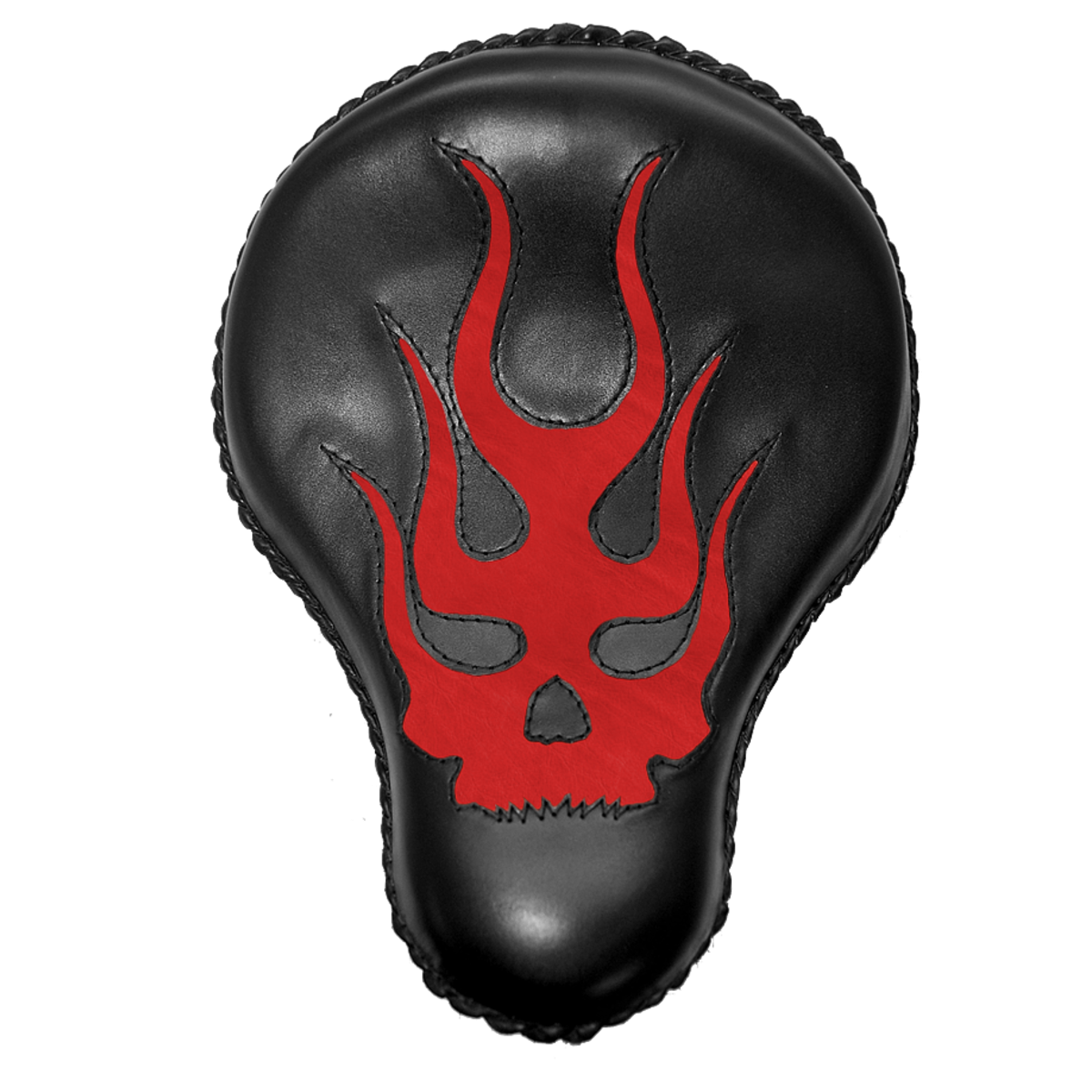 La Rosa 16" Flaming Skull Inlay Leather Solo Seat