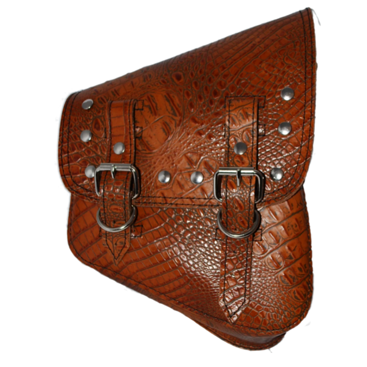 La Rosa Riveted Softail Swing Arm Embossed Leather Bag - American Legend Rider