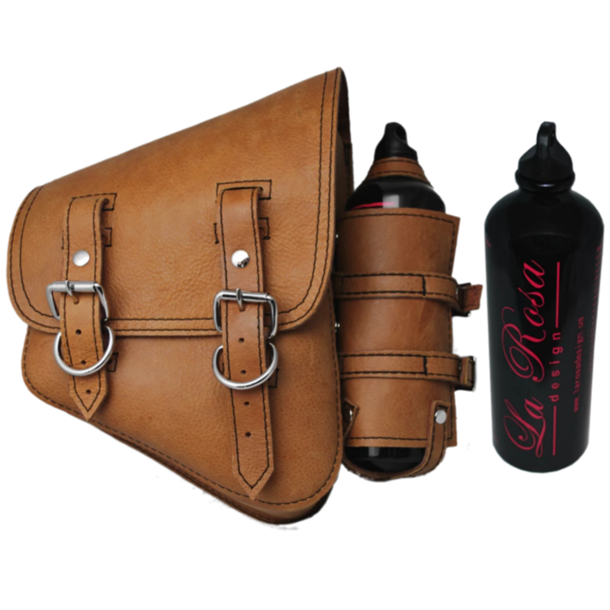 La Rosa Softail Saddle Bag with Spare Fuel Bottle Holder - American Legend Rider