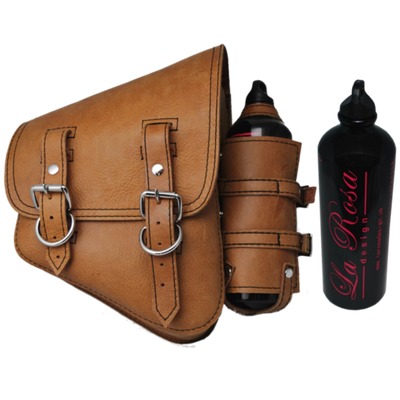 La Rosa Softail Saddle Bag with Spare Fuel Bottle Holder - American Legend Rider