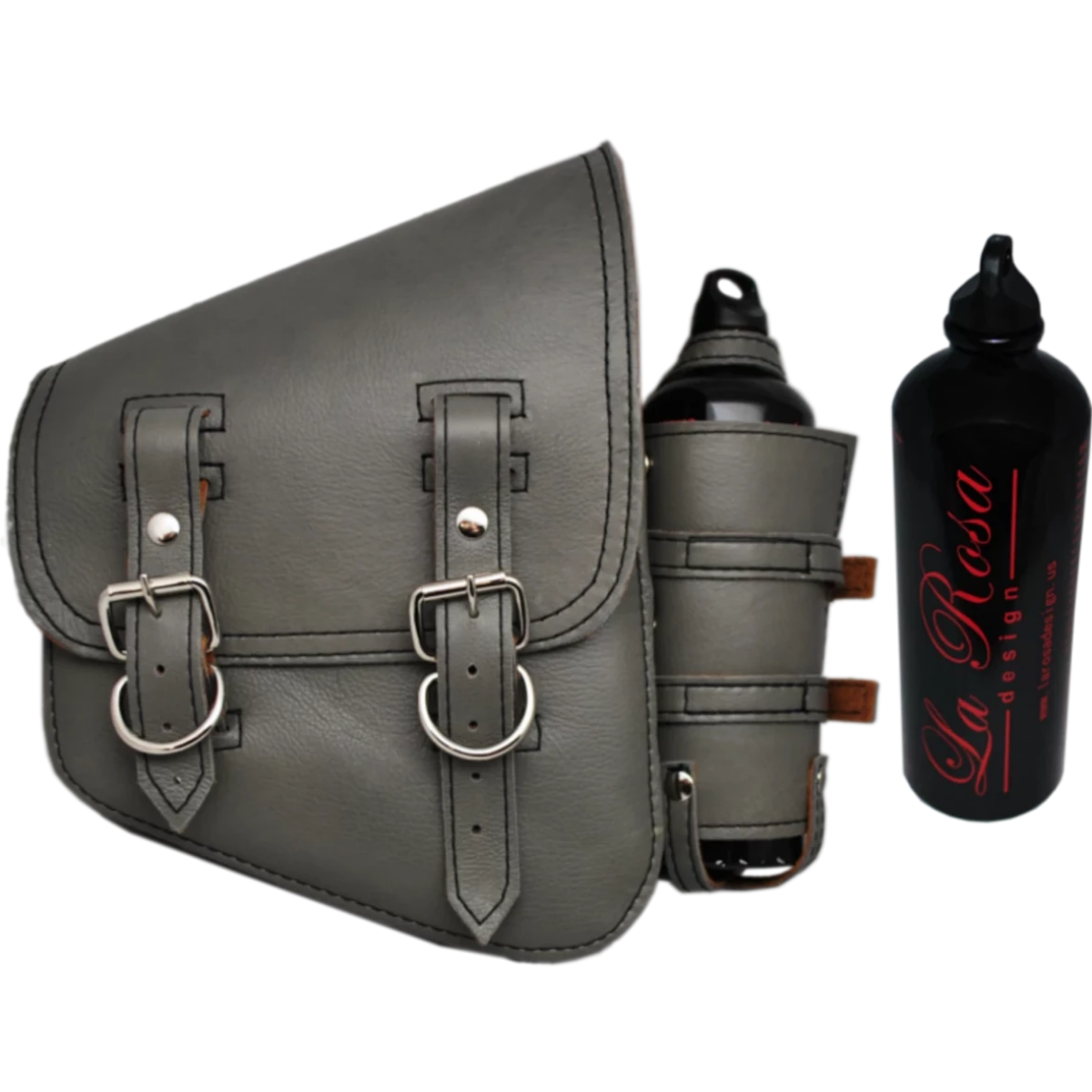 La Rosa Softail Saddle Bag with Spare Fuel Bottle Holder - American Legend Rider