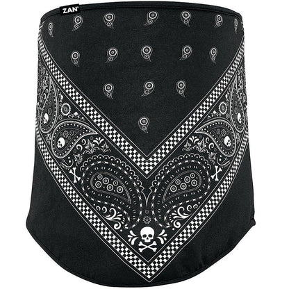 ZANheadgear® Classic Bandana Neck Gaiter, Black w/ Skull Pattern - American Legend Rider