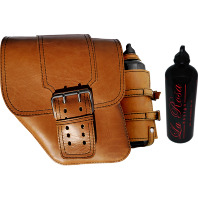 La Rosa Leather Saddle Bag with Fuel Bottle - American Legend Rider