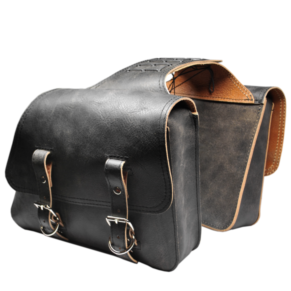 La Rosa Universal Throw Over Rustic Leather Saddle Bag