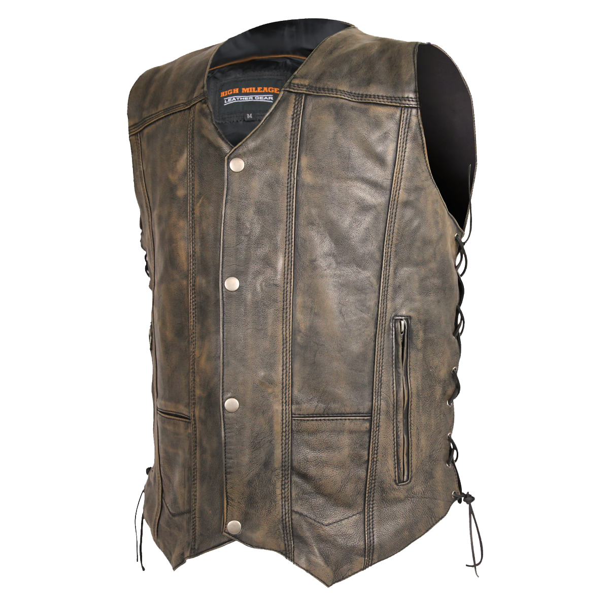 Vance Leather High Mileage Men's Distressed Brown 10 Pocket Vest