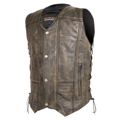 Vance Leather High Mileage Men's Distressed Brown 10 Pocket Vest