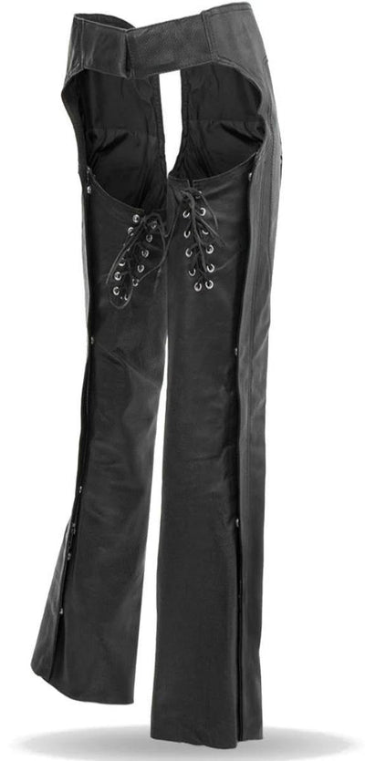 First Manufacturing Sissy Motorcycle Riding Leather Chaps, Black - American Legend Rider