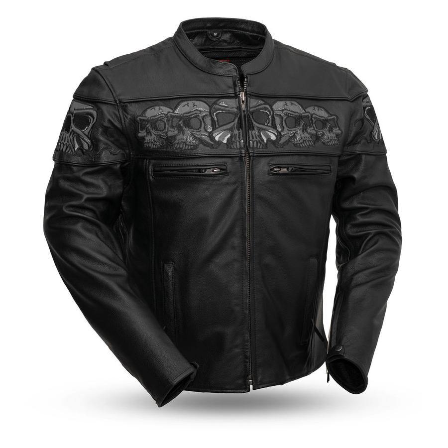 First Manufacturing Savage Skulls Motorcycle Leather Jacket - American Legend Rider