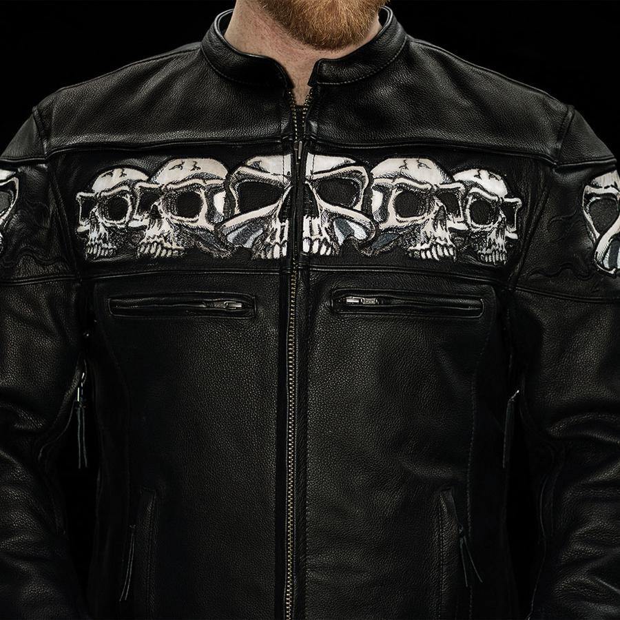 First Manufacturing Savage Skulls Motorcycle Leather Jacket - American Legend Rider