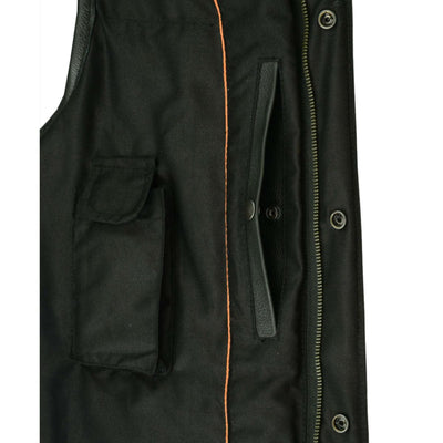 Daniel Smart Milled Cowhide Black Leather Vest w/ Concealed Snap Closure & Hidden Zipper - American Legend Rider