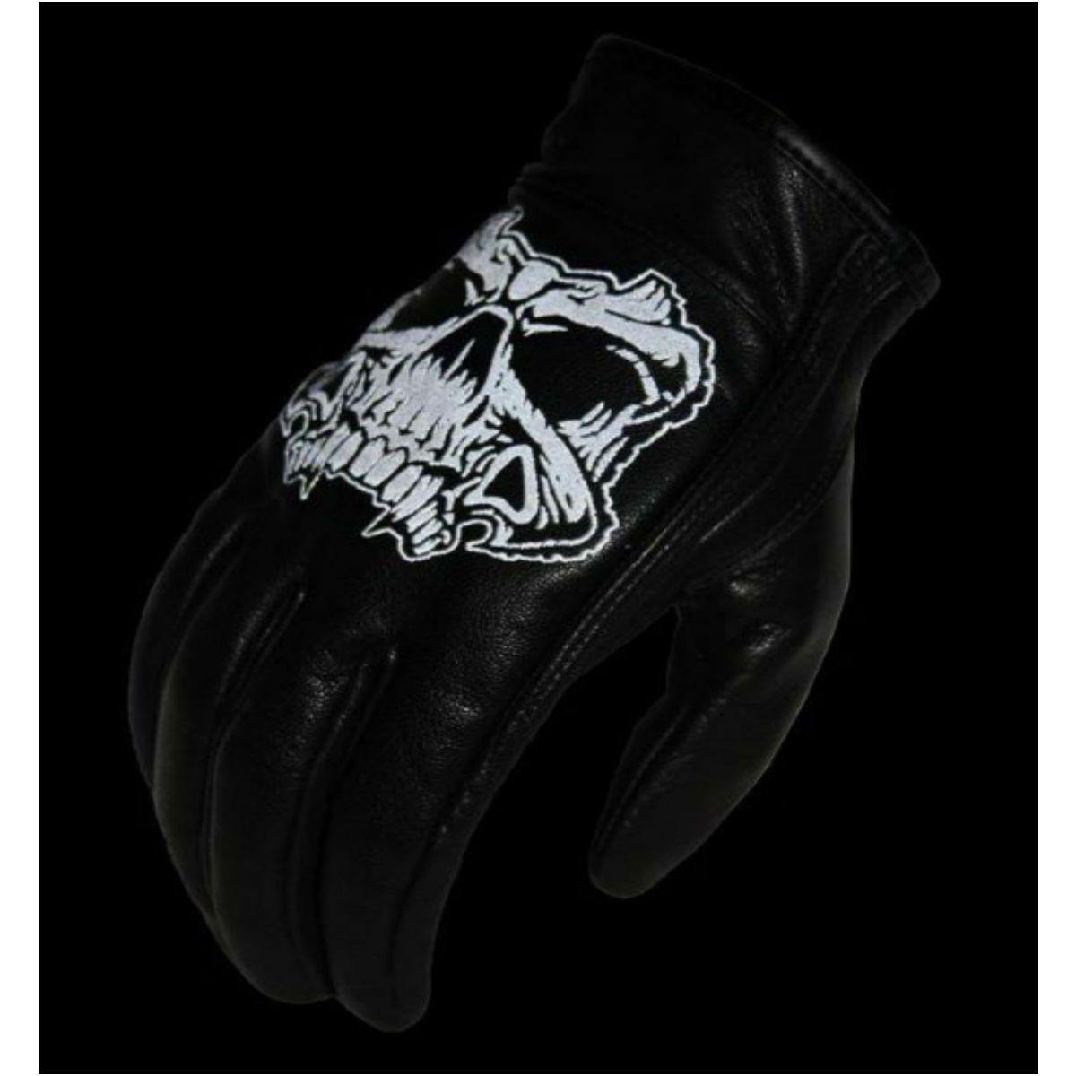 First Manufacturing Reflective Skull Motorcycle Leather Gloves - American Legend Rider