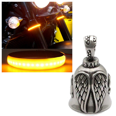 Motorcycle Fork-Mounted LED Turn Signal Light with Wings Gremlin Bell