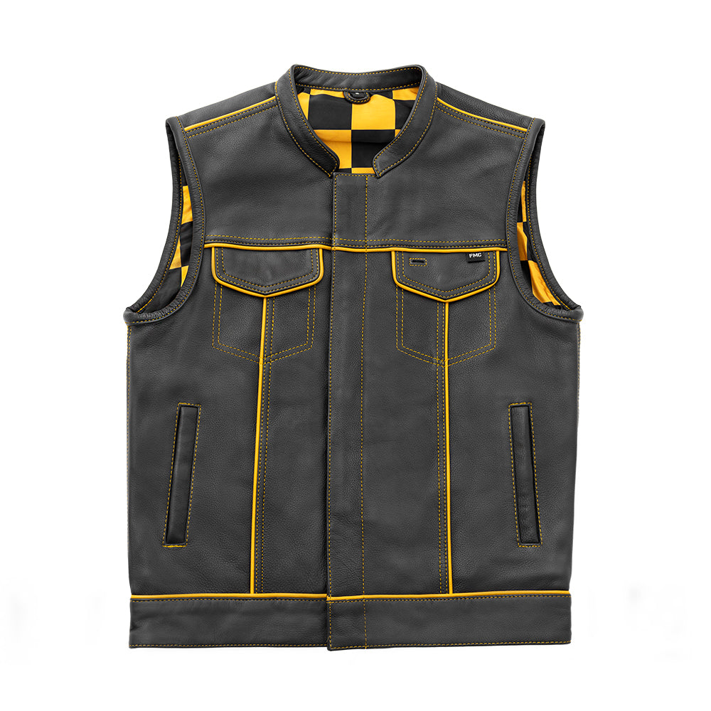 First Manufacturing Gold Checker Leather Vest