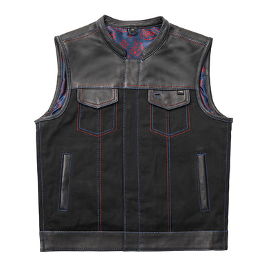 First Manufacturing Colossus - Men's Club Style Leather/Twill Vest (Limited Edition)