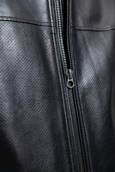First Manufacturing Oliver - Men's Vegan Perforated Leather Jacket, Black