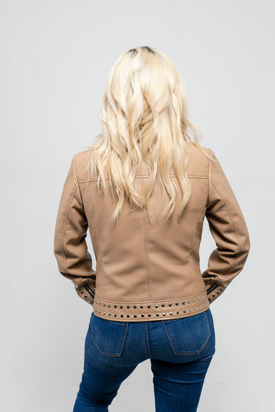 First Manufacturing Sandy - Women's Vegan Leather Jacket, Beige