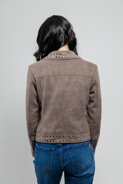 First Manufacturing Sandy - Women's Vegan Leather Jacket, Gray