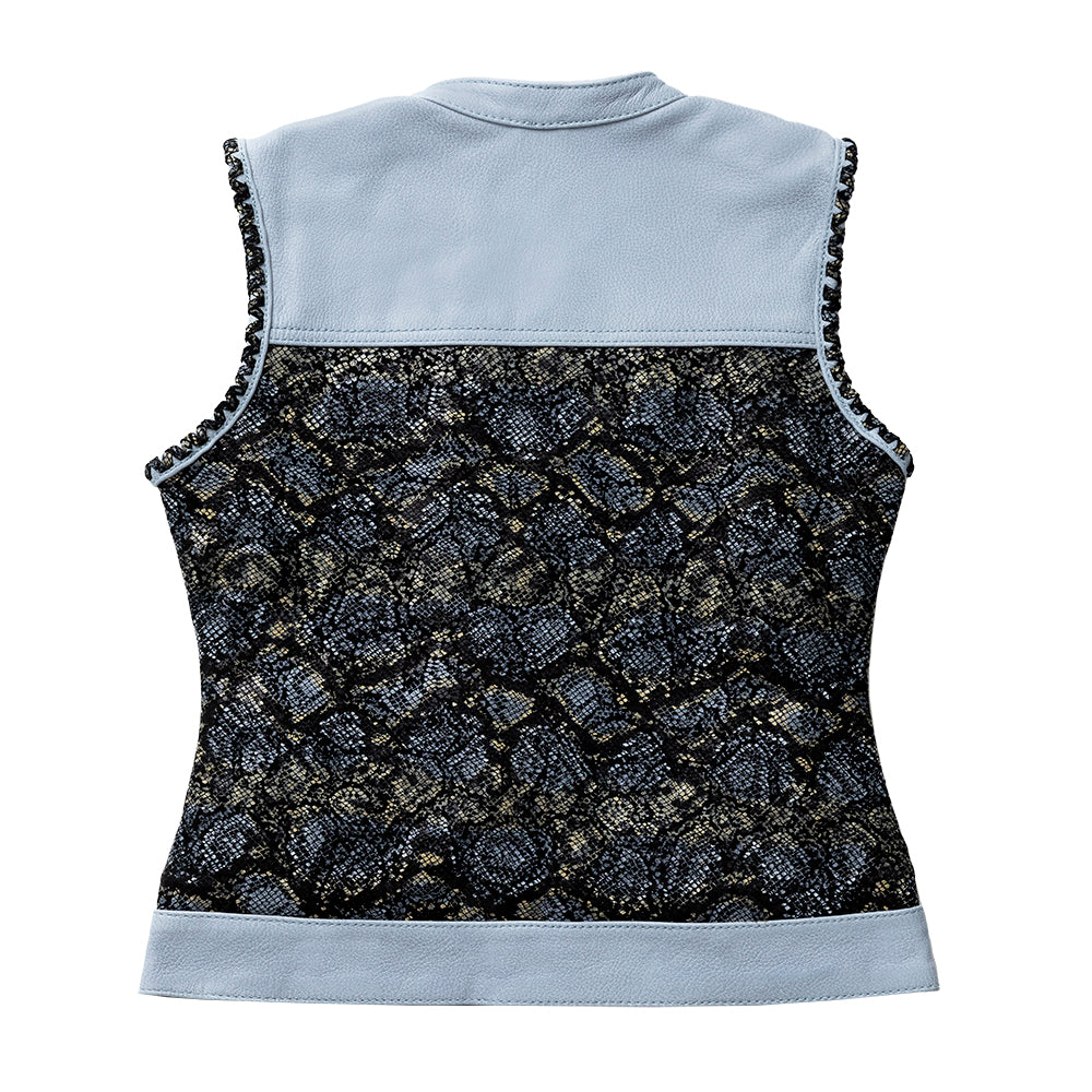 First Manufacturing Blue Viper - Women's Club Style Leather Vest (Limited Edition)