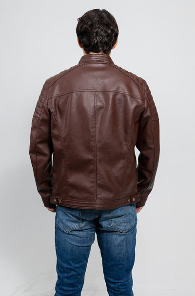 First Manufacturing Logan - Men's Vegan Leather Jacket, Brown